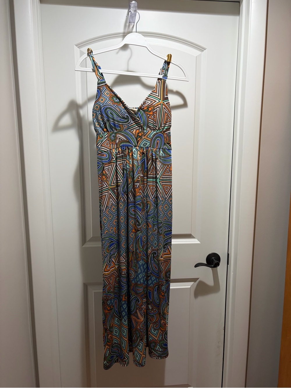 Studio West Multi-Color Geometric Print Maxi Dress